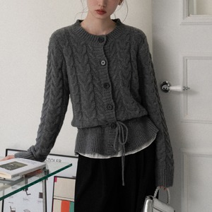 waist drawstring knit cardigan　J00437