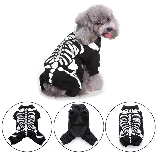 ペット服 犬服 スケルトン骨プリント オールインワン S Xl Grow Market こだわりのインテリア ベビー服 入荷遅延の可能性あり お急ぎ発送
