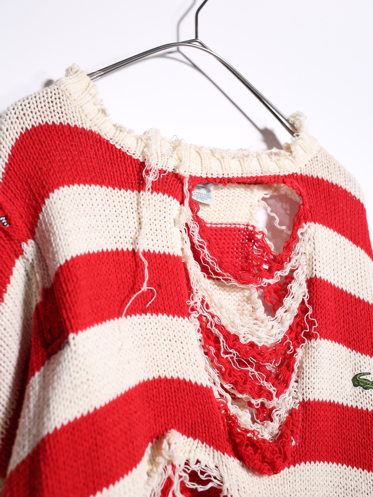 REMAKE / clash bolo × zip XXL over silhouette border knit - 8