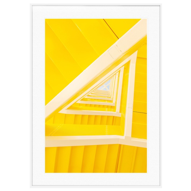 カラフルな写真 イエローな階段 インテリアアートポスター額装 AS2080