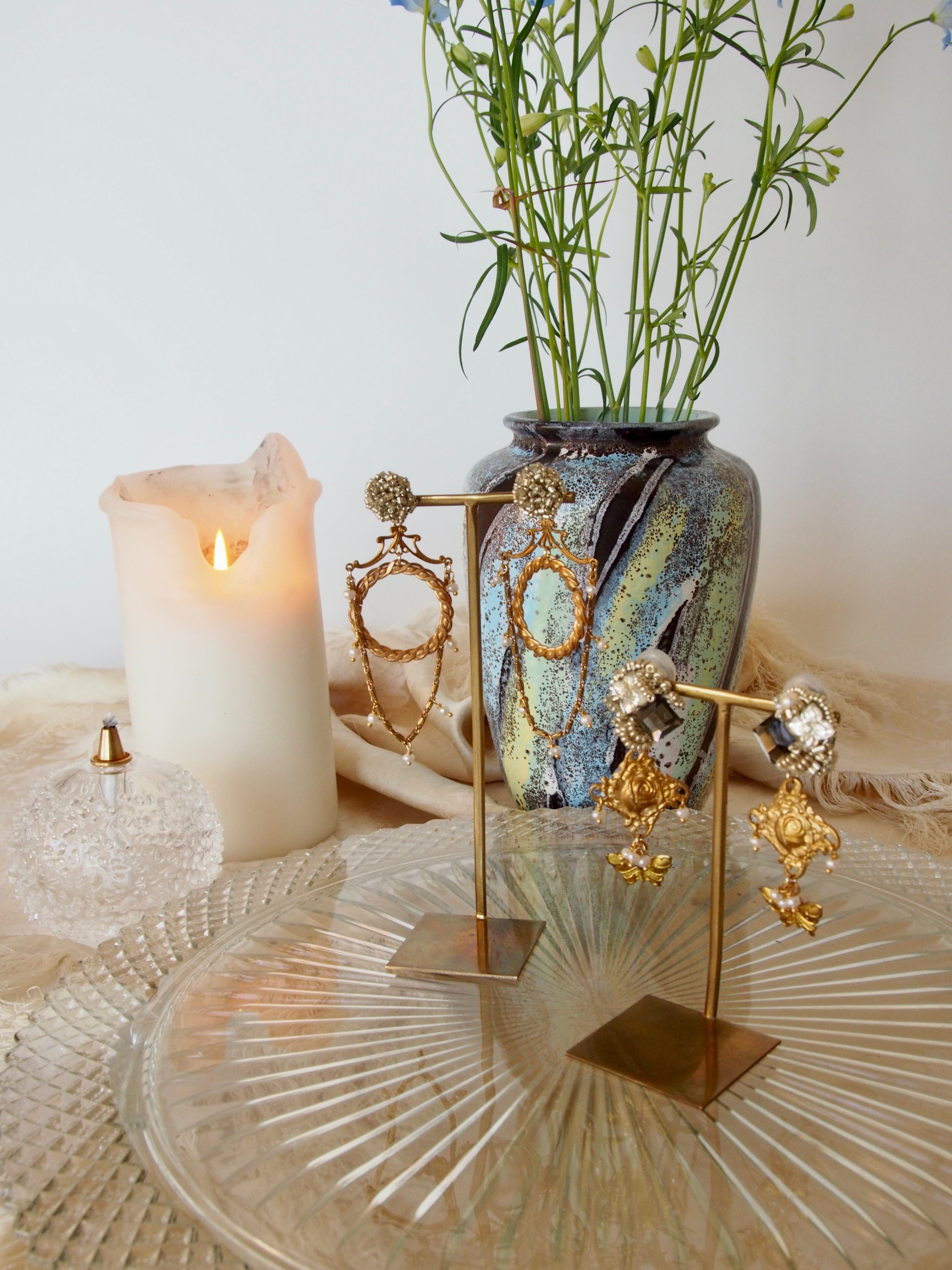 " Lily collage earrings "【 Le jardin secret 】