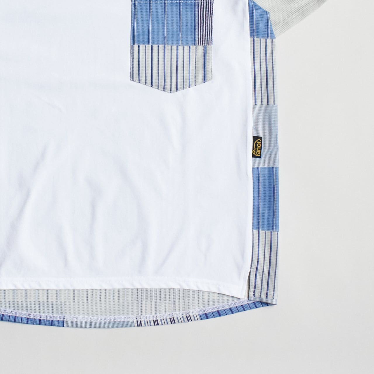 ranor（ラナー）STRIPE PW T - BLUE ストライプパッチワークTシャツ