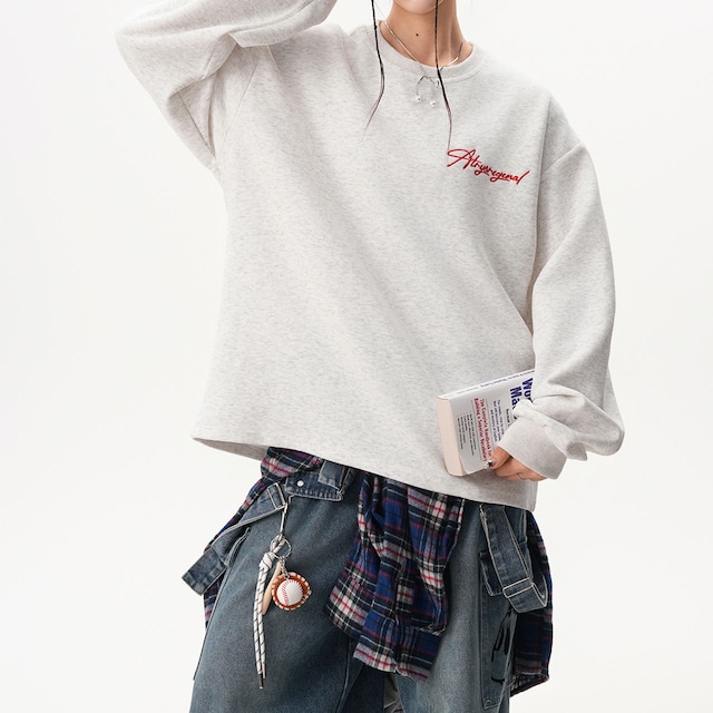 バックレタリングカジュアルトレーナー 2col R00982