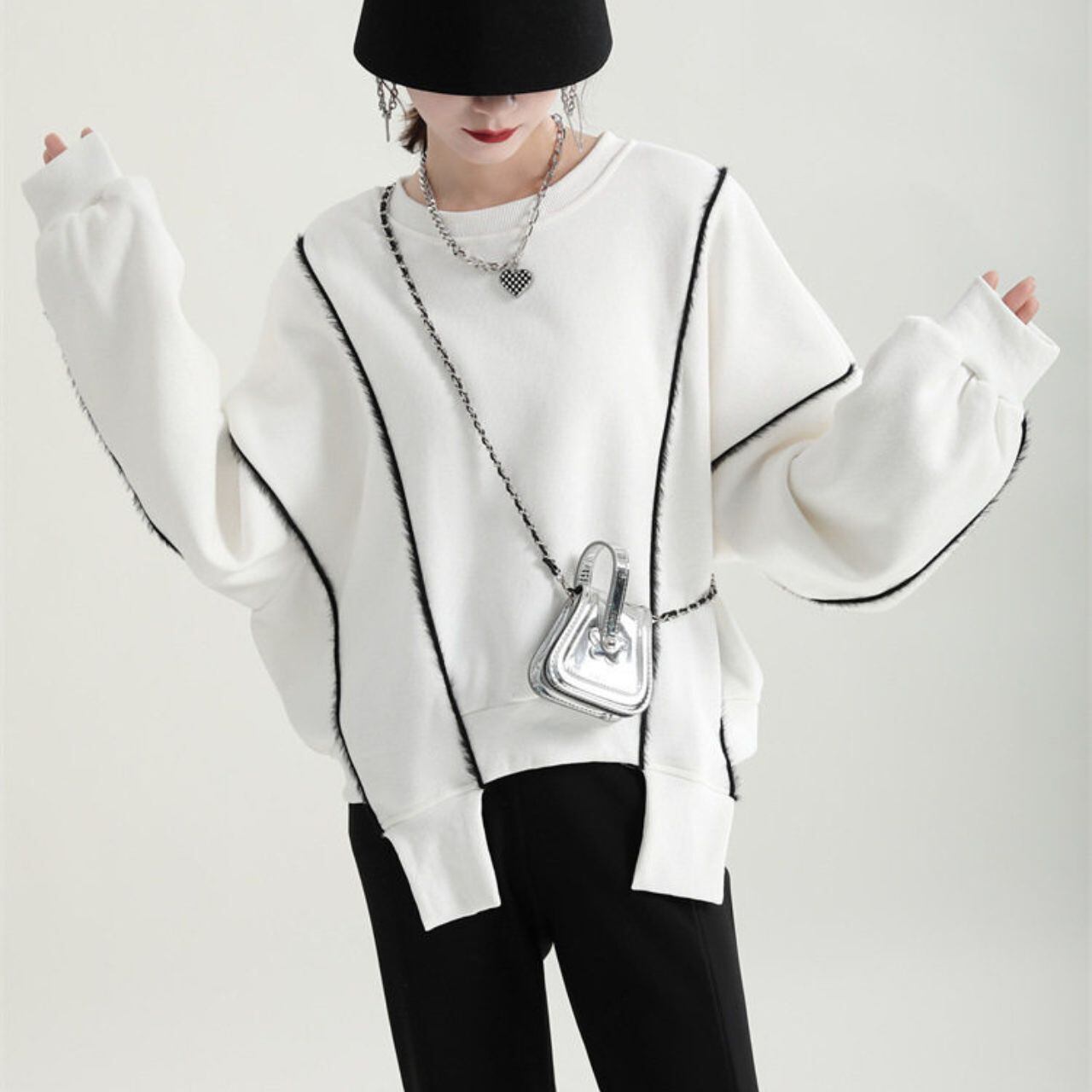 Color Trim Pullover Sweat 01087