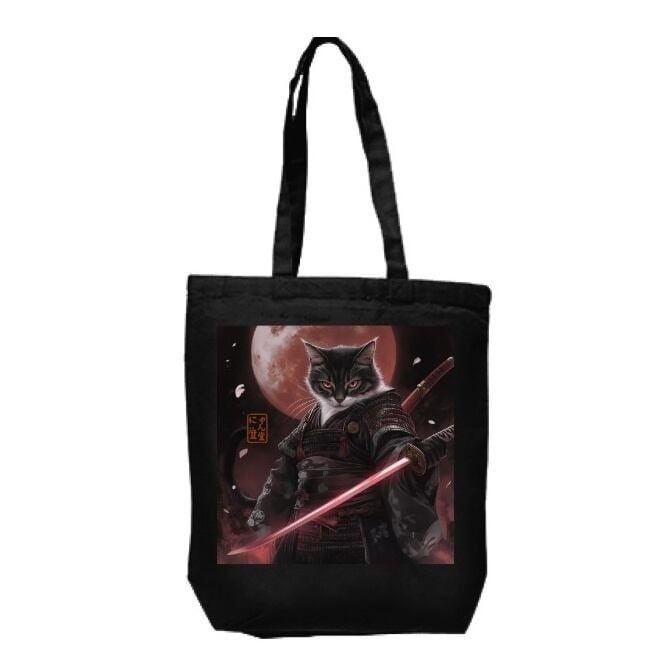 「紅月に斬る、影武猫（かげぶびょう）」 キャンパス布バッグ