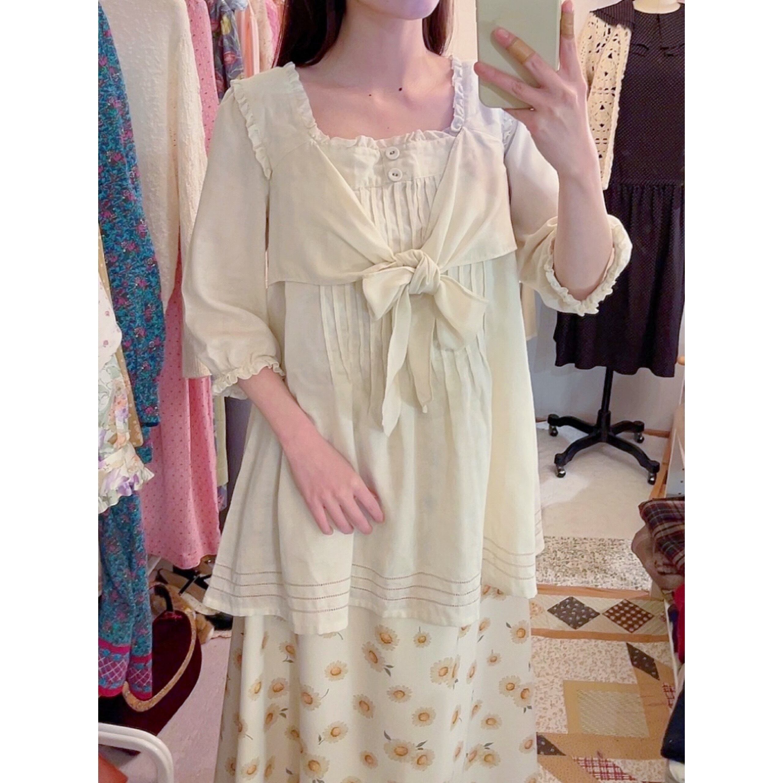 PINKHOUSE / front ribbon gauze blouse