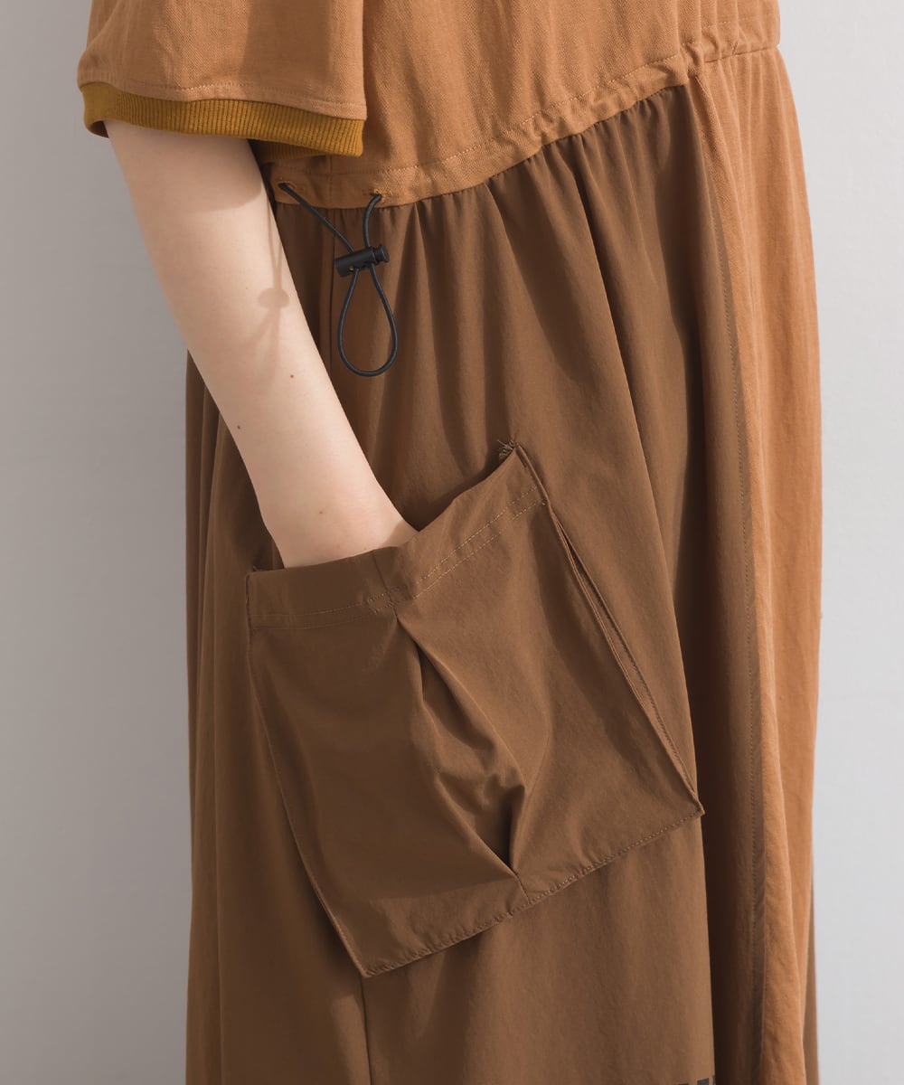 K261086 【接触冷感シリーズ】 カノコ異素材切替ワンピース / Cool