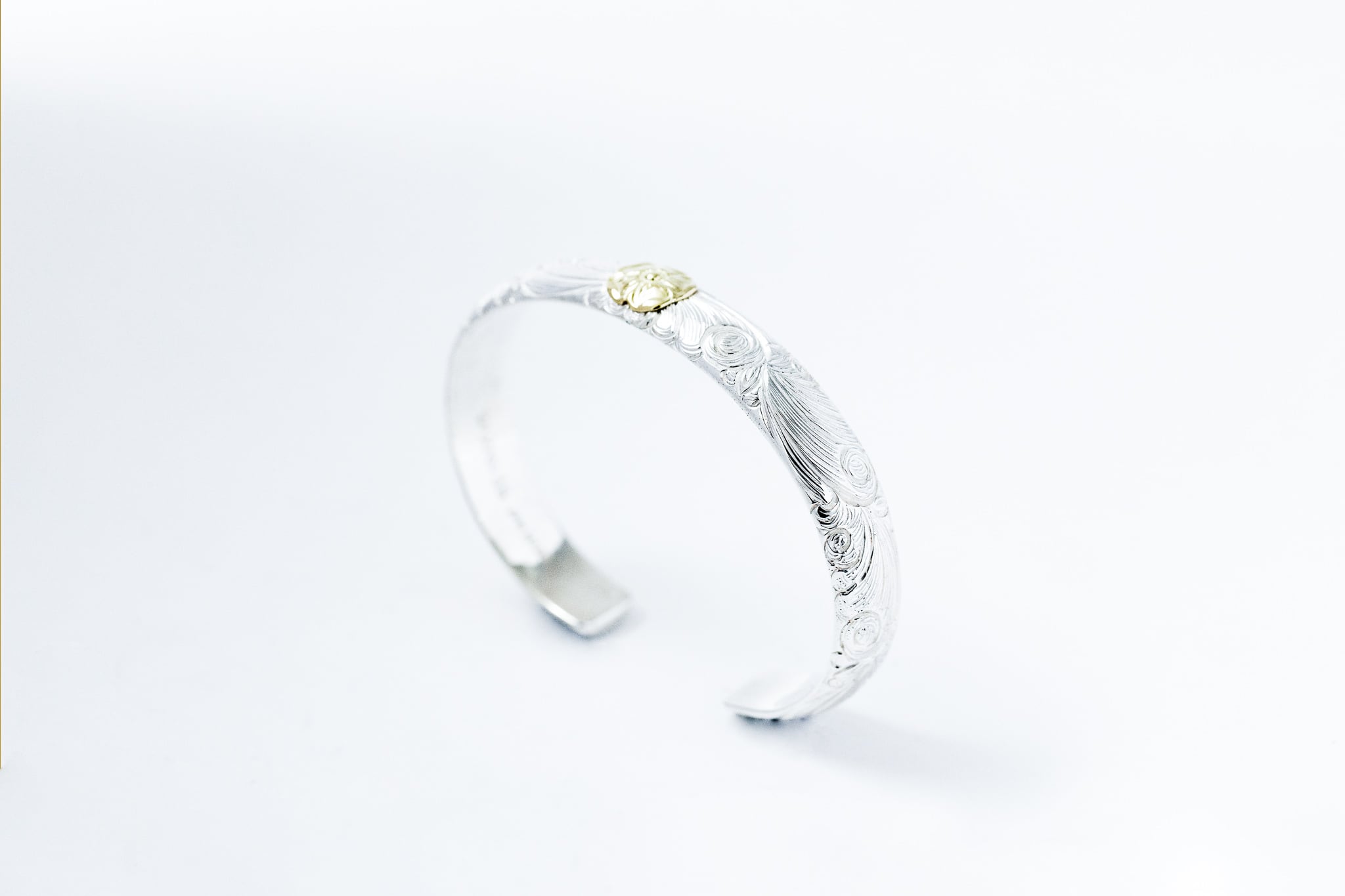 BN-078 10mm Arabesque half round bangle K18 Wild Rose | WAKAN