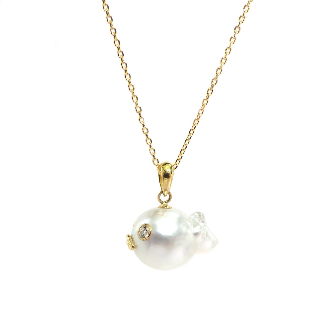 K18YG 南洋白蝶真珠ペンダントトップ《金魚》（KR80112） | KAWABE