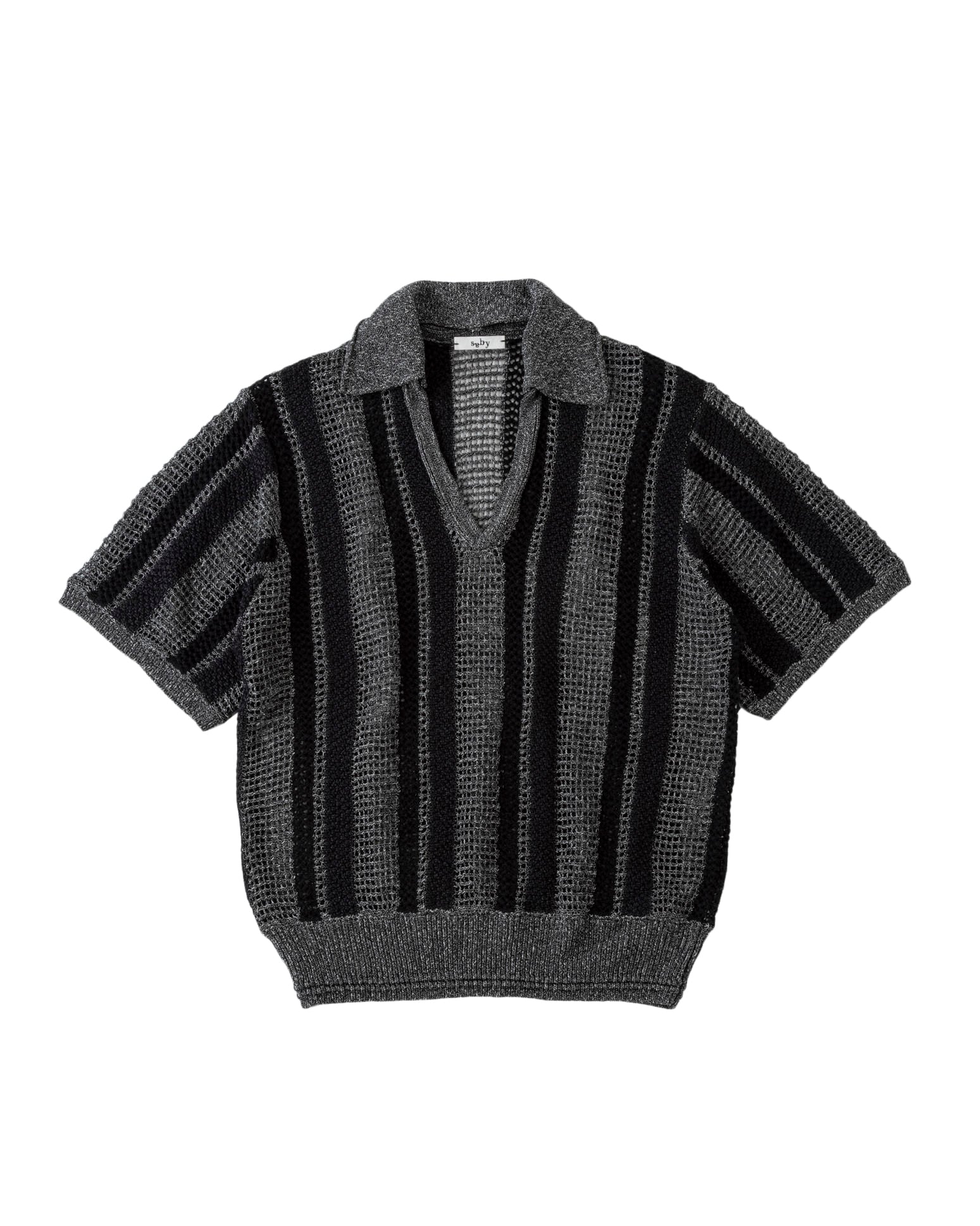 saby DETACHABLE COLLARS SKIPPER KNIT SS - 5G Mesh Knitting - BLACK