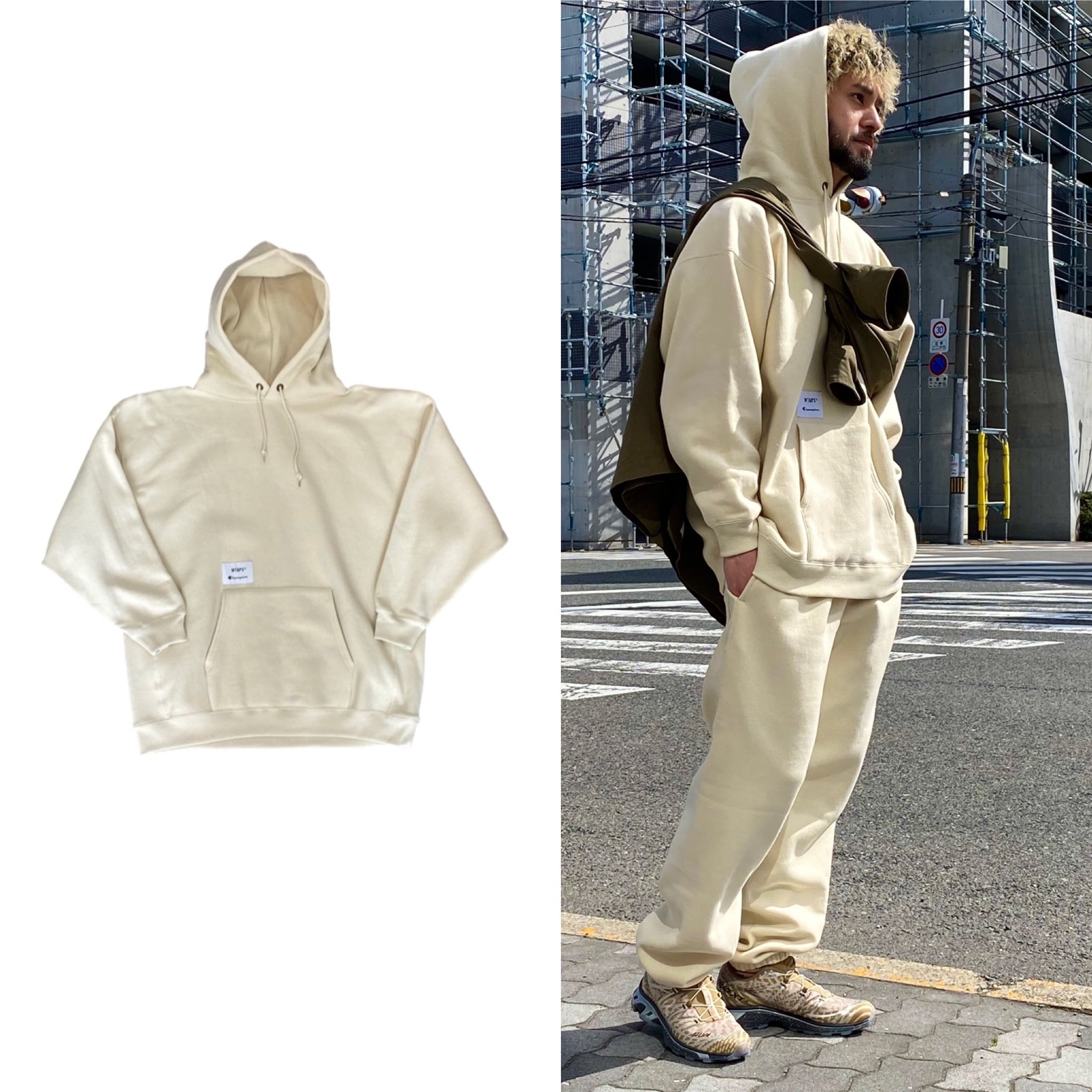 WTAPS × Champion ACADEMY HOODED REVERSE WEAVE SAND BEIGE XL 114544