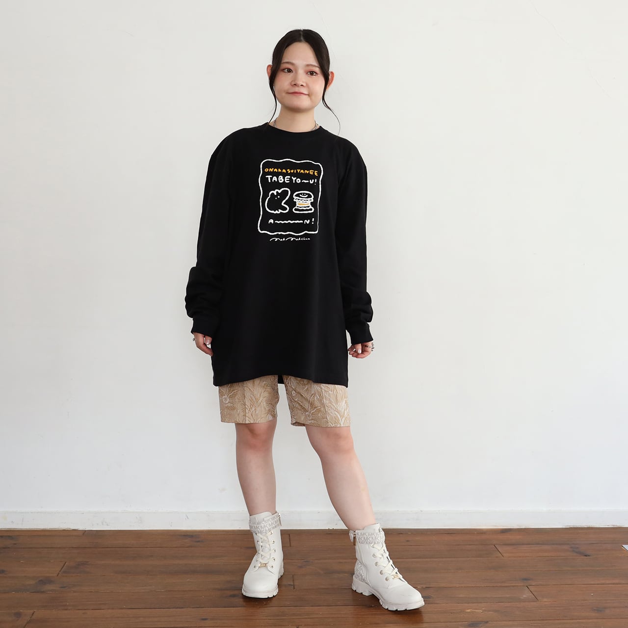 お値下げ品】ハンバーガーとウサロンTEE/ブラック（MK-515) | もくもく