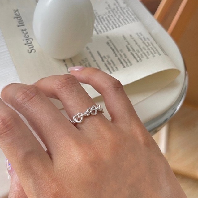 S925 Heart stroke ring　(R191-2)