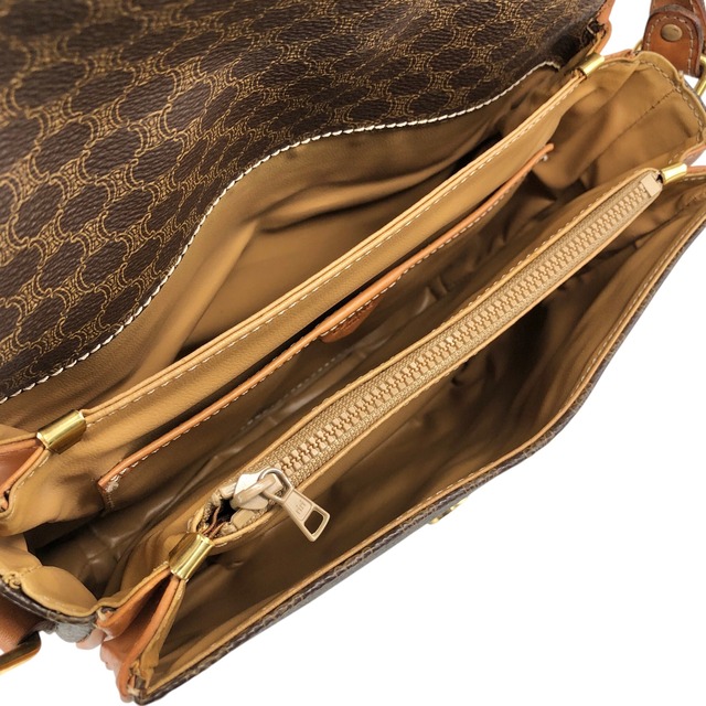 CELINE セリーヌ マカダム ショルダーバッグ ブラウン ホースビット PVCレザー vintage ヴィンテージ オールド efawv5