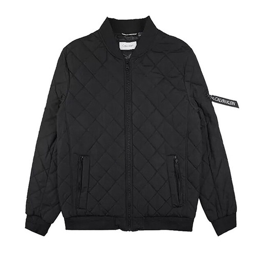 カルバンクライン 中綿キルティング フライトジャケット CALVIN KLEIN QUILTED BASEBALL JACKET BLACK [並行輸入]