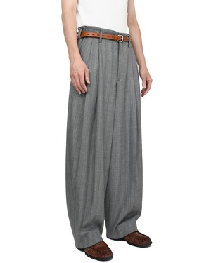 HED MAYNER "TWO TUCK TROUSERS GREY PAINT STRIPE "