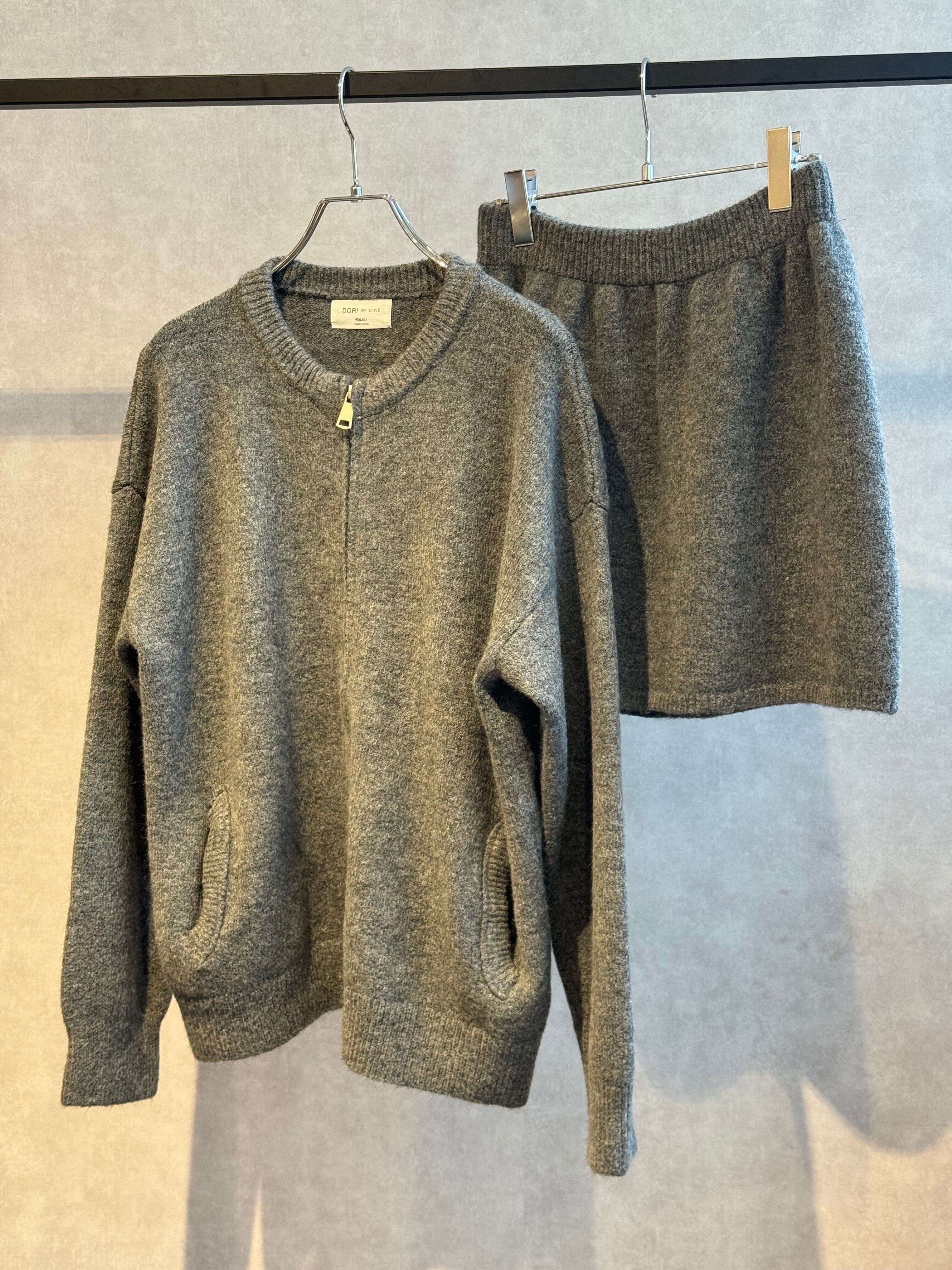 zipup knit tops & skirt setup