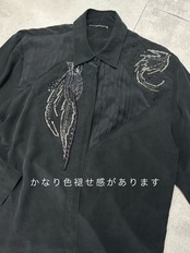 mode beaded embroidery black shirt-5313-7