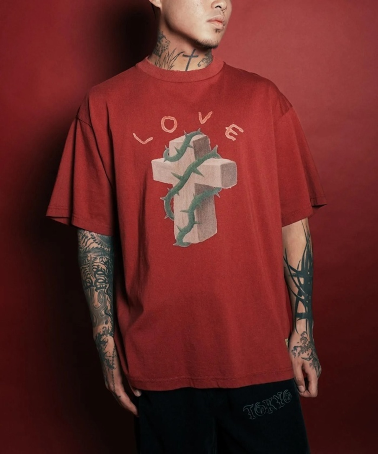 Subciety / Thorn cross tee / T シャツ / T SHIRT / 半袖 / 152-40132 / BURGUNDY - 2