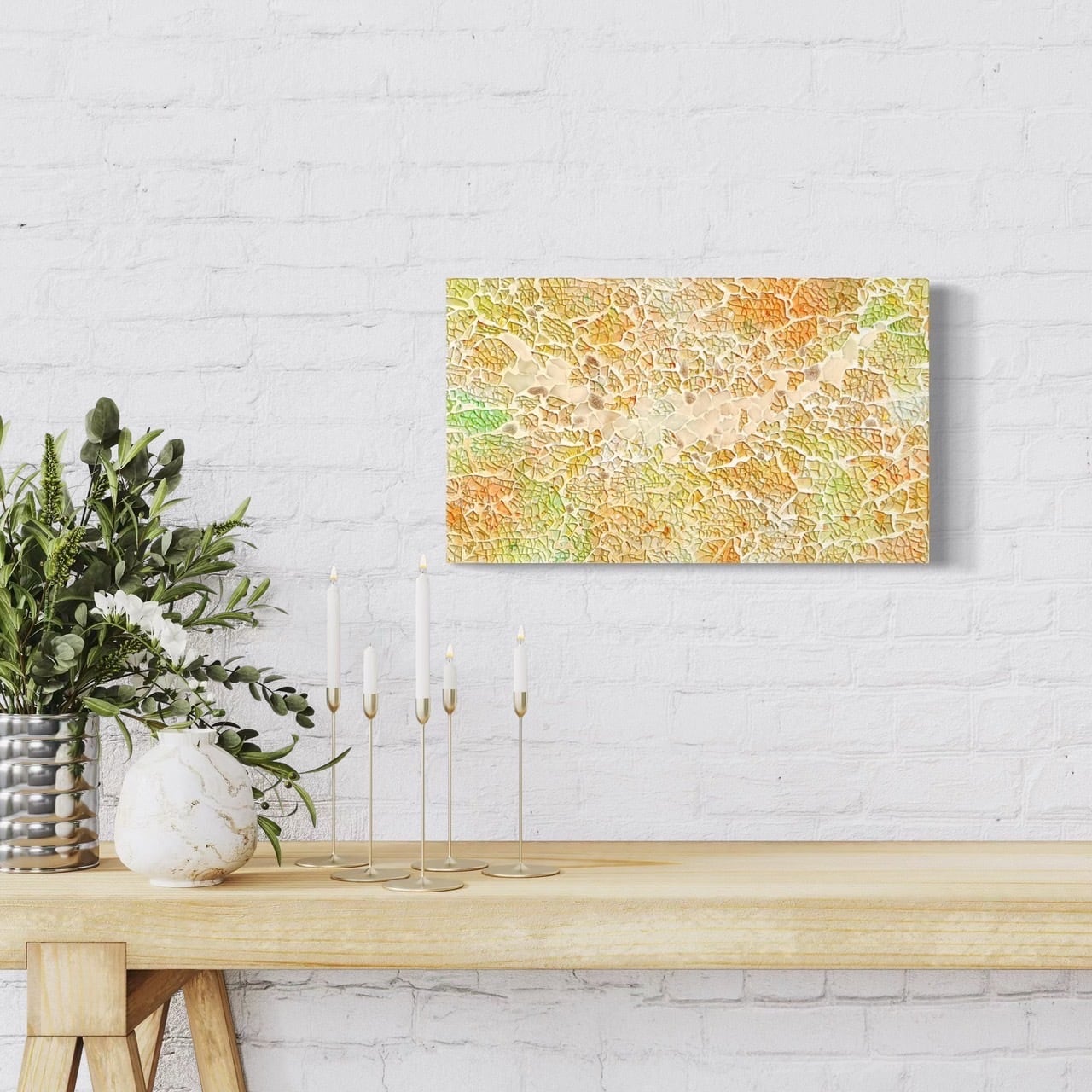 処分SALE！ 光さす向日葵畑 F4キャンバス アクリル画 ピンク 向日葵畑