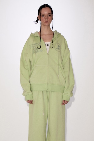 [rest & recreation] [4/7 予約発送]RR LOGO STITCH ZIP-UP HOODIE - YELLOWISH GREEN 正規韓国ブランド 韓国ファッション 韓国代行  スリーブレス