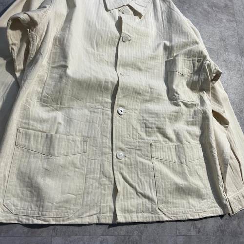 50s Au MOLINEL 刺繍タグ コットンツイル Vポケット フレンチワークジャケット 詳細写真5