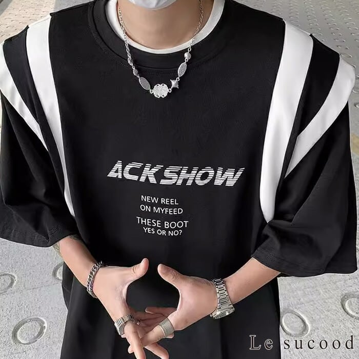 お支払い確認後20日以内発送】Le sucood ハイストリート重ね着風半袖T