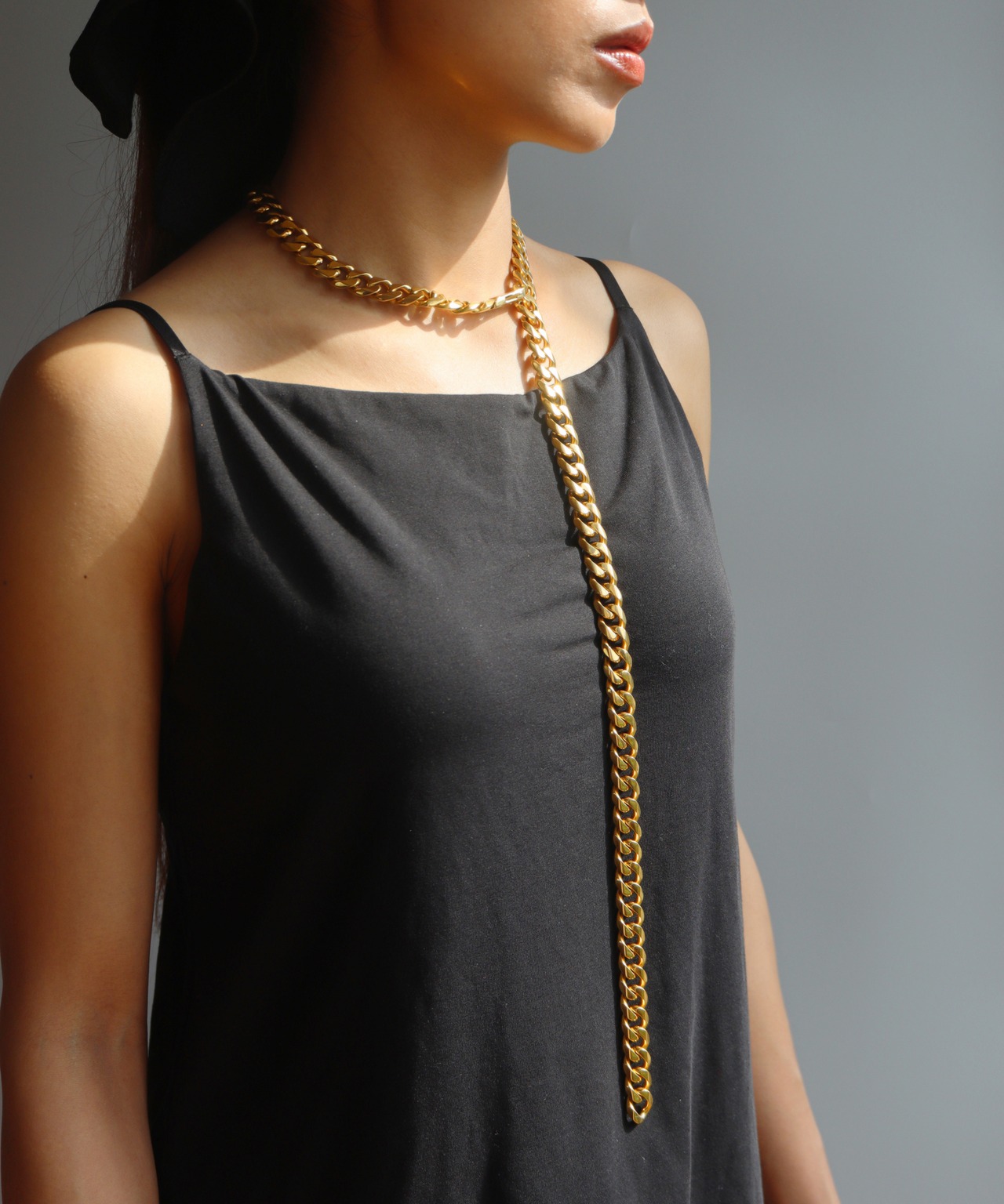 ワイドチェーンロングネックレスS/020233