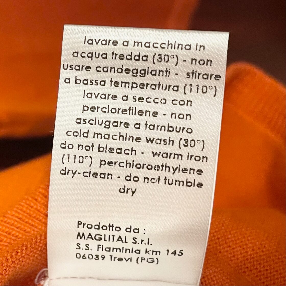 MADE IN ITALY製 Cruciani クルーネックコットンセーター オレンジ 48 