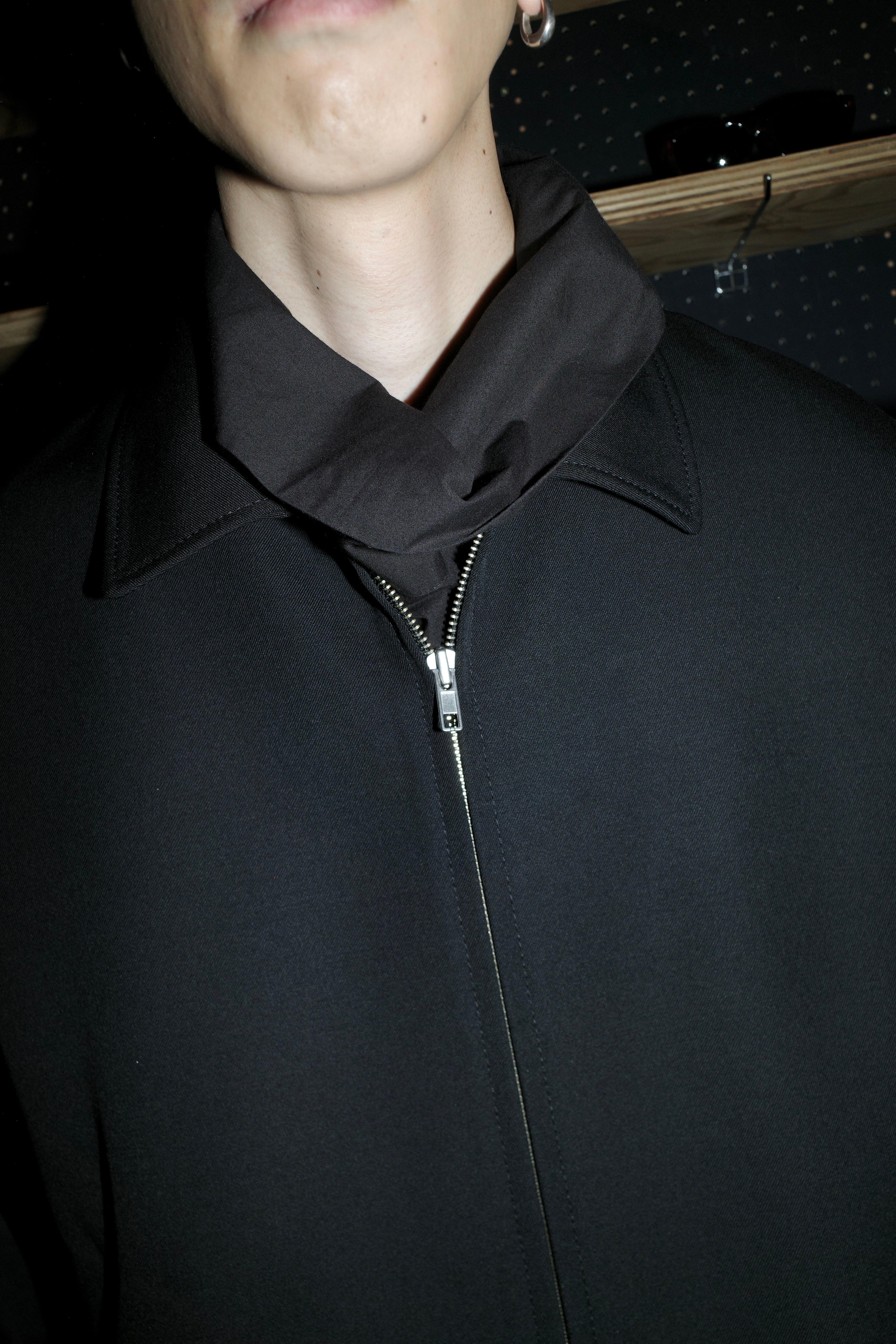 ATON BACK SATIN HARRINGTON JACKET BLACK JKAGGW0806 | BEST