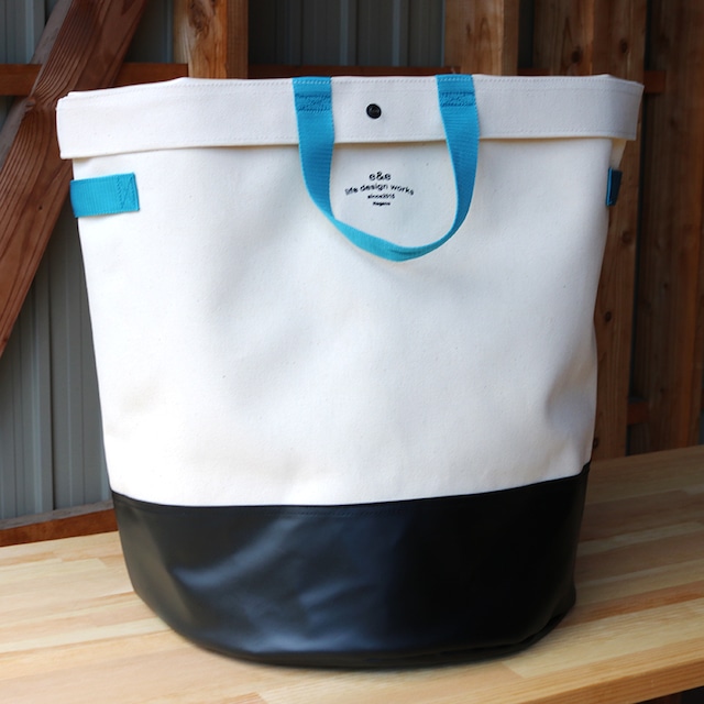 CANVAS STORAGE BAG (white×black / blue tape)