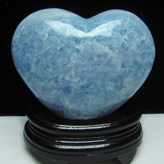 1.5Kg ブルーカルサイト ハート置物 台座付属 155-163