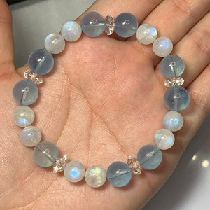 アクアマリン×ホワイトラブラドライト デザインブレスレット