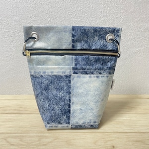 【Lサイズ】パッチワークデニム・Fブラック|BIG消臭ポーチ★小型犬・多頭飼い〜中・大型犬 うんち回収 排泄