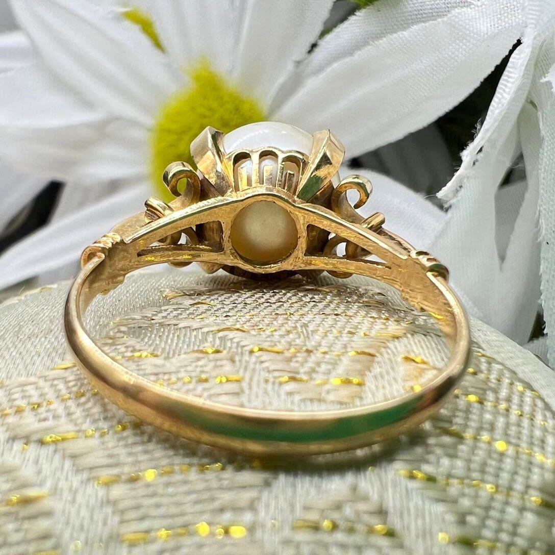 K18 真珠 日本の昭和レトロ・グ Japanese vintage ring 〜美しい K18 真珠 日本の昭和レトロ・グ Japanese vintage ring 〜美しい