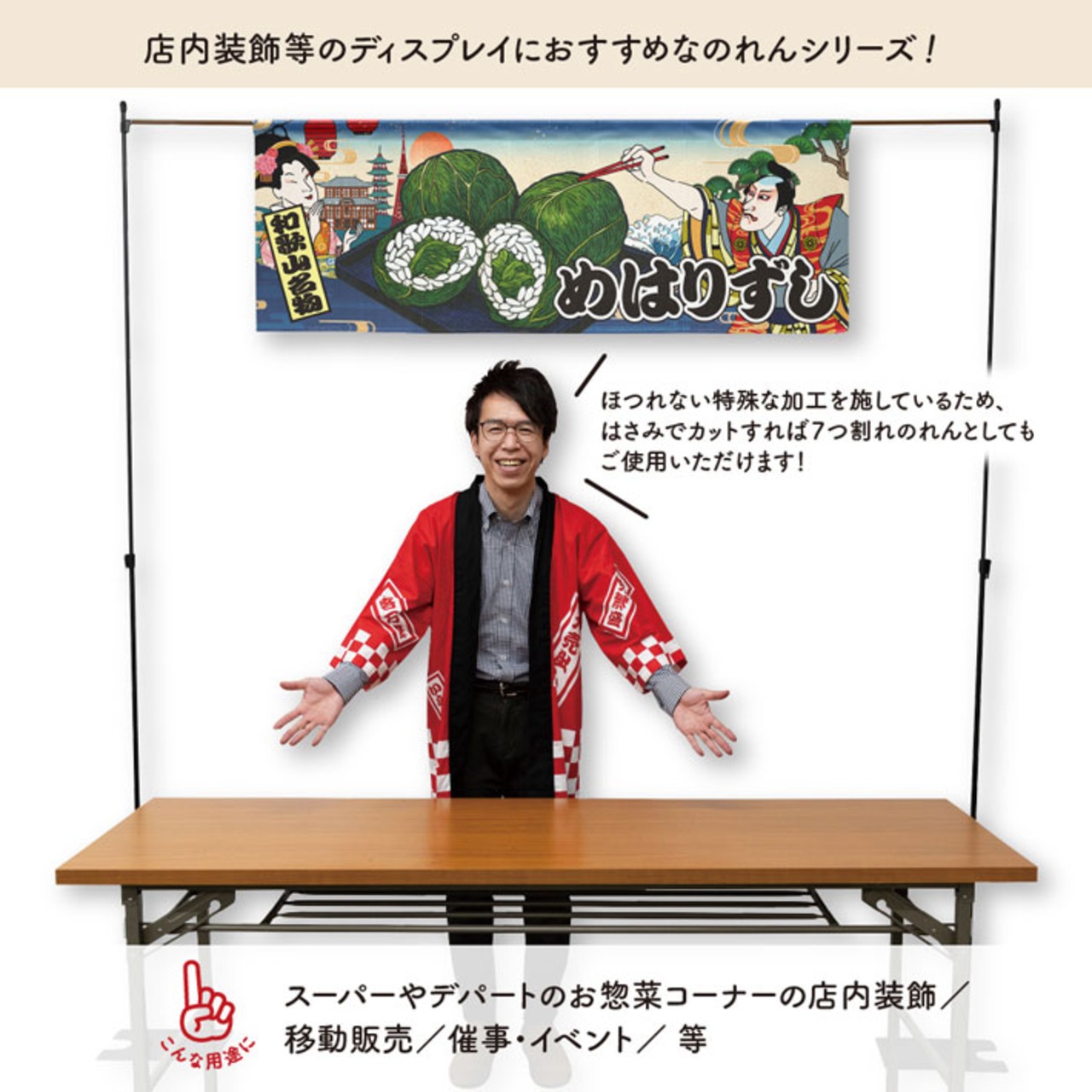 【受注生産】のれん めはり寿司/めはりずし Ukiyo-e Style 140×50cm