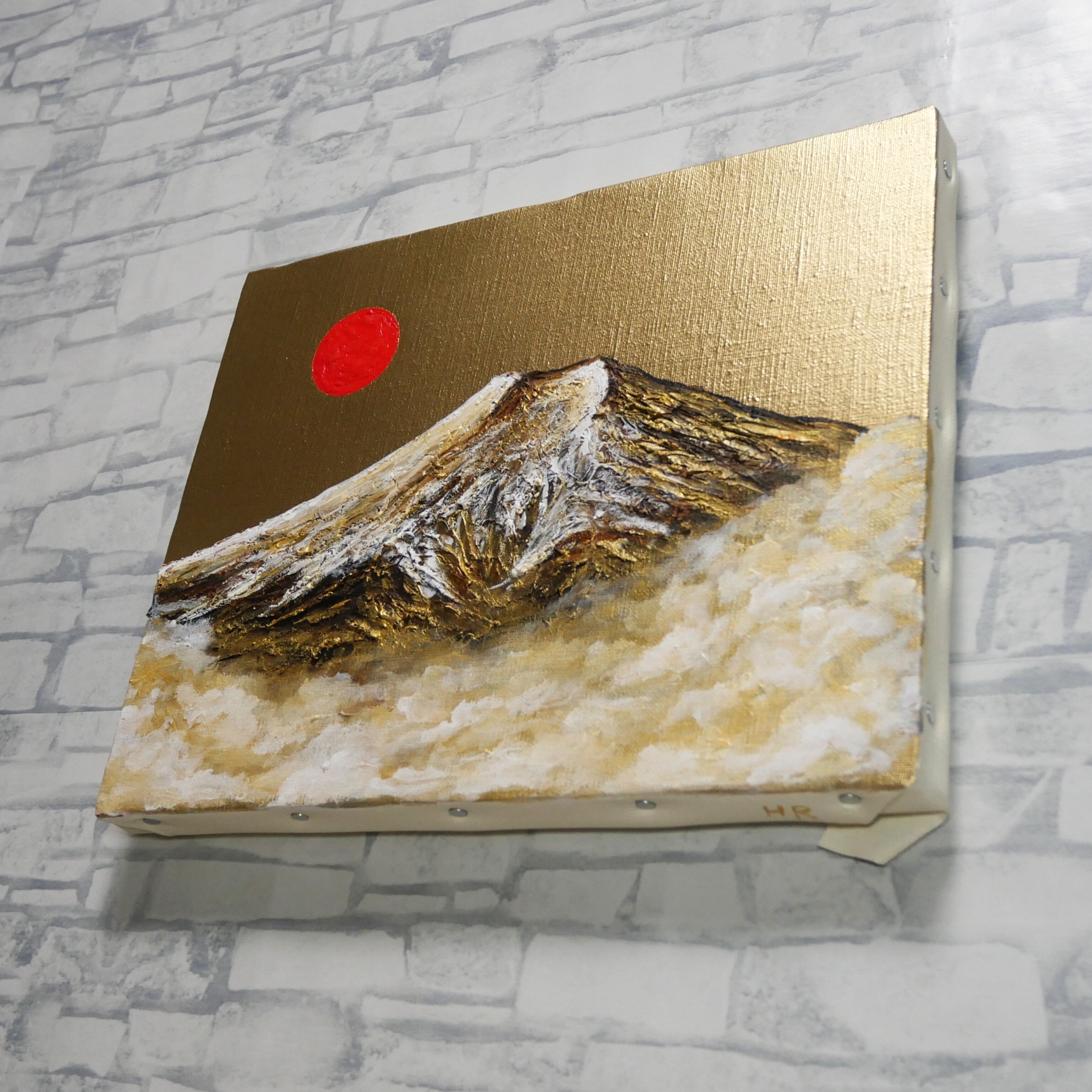 一点物 油彩画【旭日黄金富士】F3号 原画 富士山インテリア | HIROSHI1990