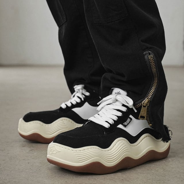 予約販売】スニーカー 厚底 ダッド メンズ スニーカー ウエーブソール