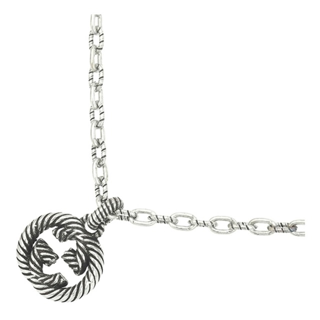 New GUCCI インターロッキングG ペンダント ネックレス スターリングシルバー エングレービング Ag925 SV925 新品