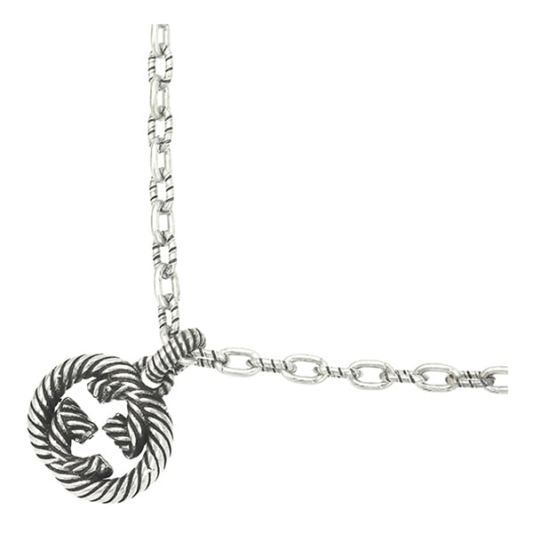 New GUCCI インターロッキングG ペンダント ネックレス スターリングシルバー エングレービング Ag925 SV925 新品