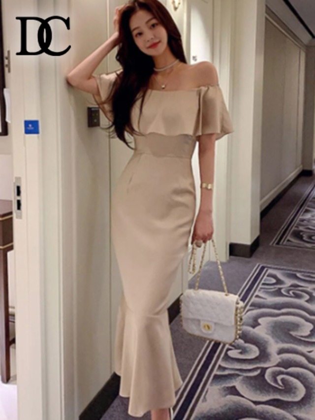 《プチプラ》 マーメイド風ロングワンピース/キャバドレス