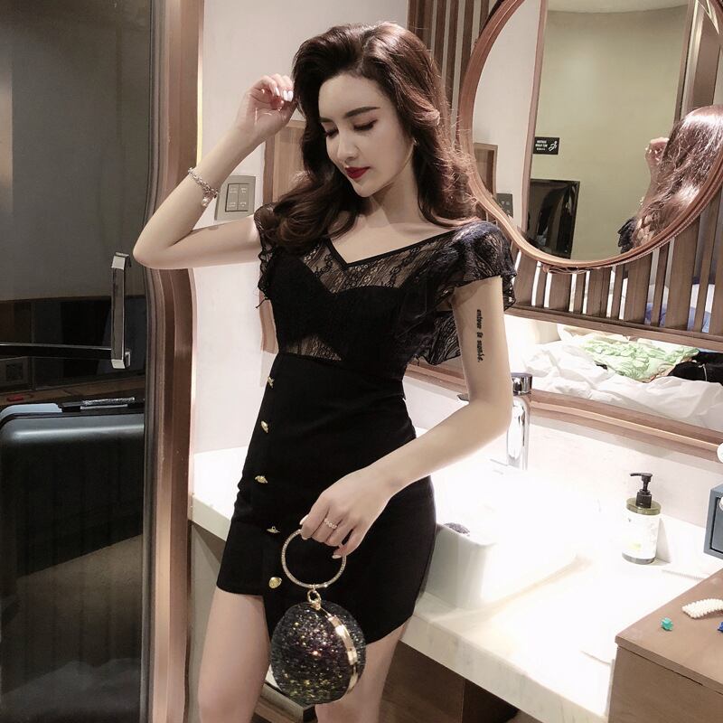 ミニドレス セクシー 着痩せ 新作レース YT2-MLS4068A