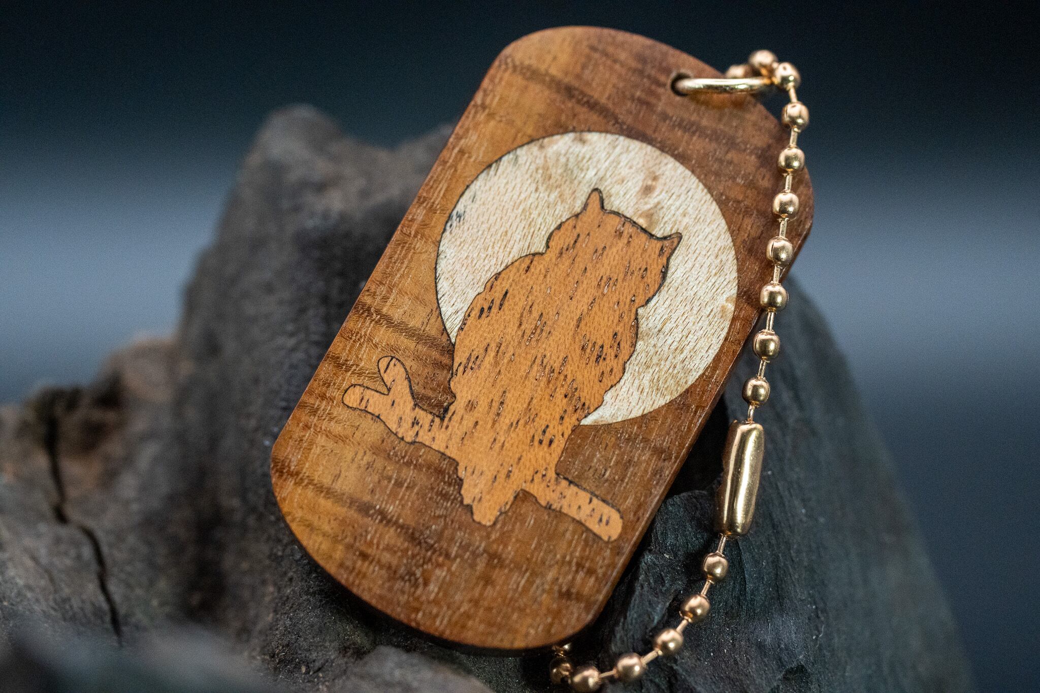 荒野の秘宝】リングギジー ドッグタグ 象嵌 夜とミミズク | 木軸ペン