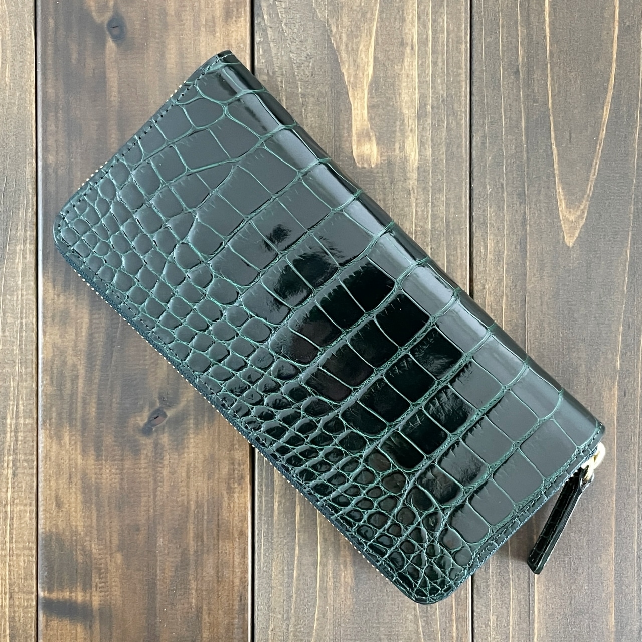 アリゲーター 長財布 ダークグリーン