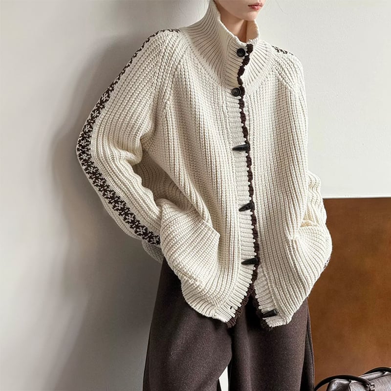 ホーンボタンミドルニットカーディガン 233199