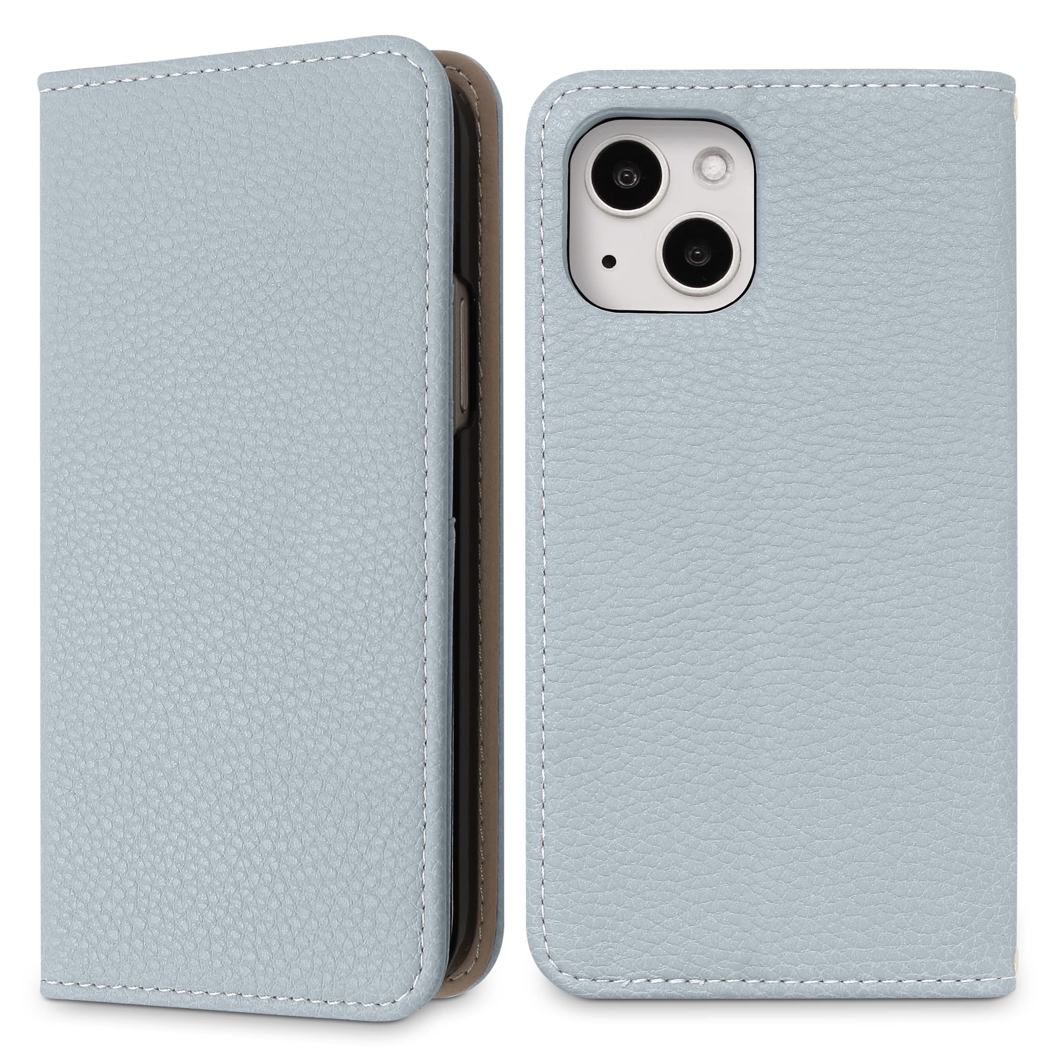 MINTY iPhone14 iPhone13 用 ケース 手帳型 ベルトなし スモークブルー