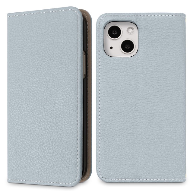 MINTY iPhone14 iPhone13 用 ケース 手帳型 ベルトなし スモークブルー