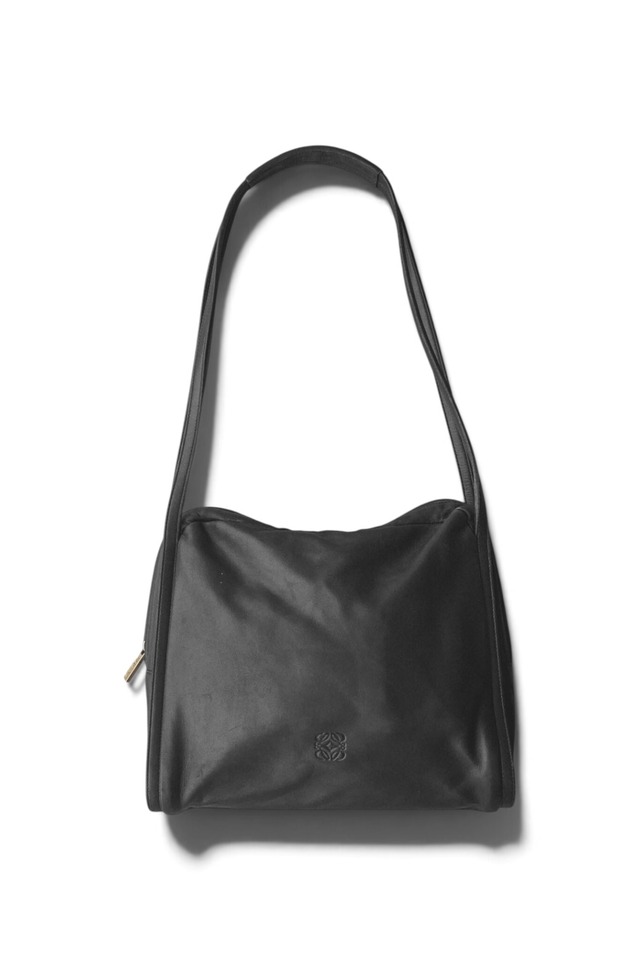 "LOEWE" Black Nappa Leather Soft-Structure Shoulder Bag Made in SPAIN