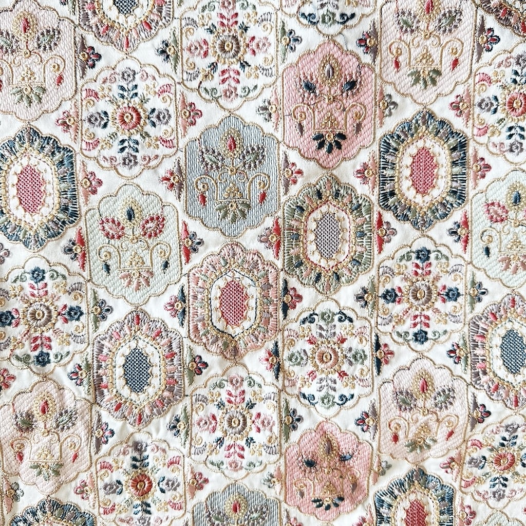 インド刺繍生地 フェアリードリーム  グリーン 7101