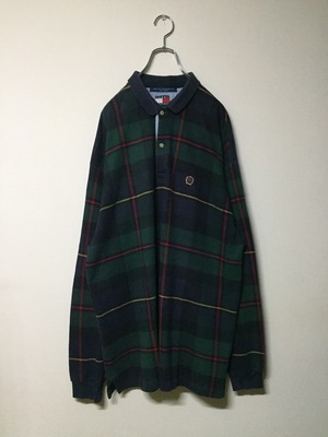 Tommy Hilfiger ポロシャツ 長袖 ロゴ刺繍 チェック柄 90's
